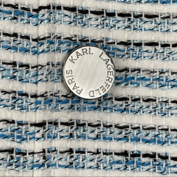 Karl Lagerfeld Blue White Tweed Mini Skirt Size 12 NWT - Picture 3 of 6